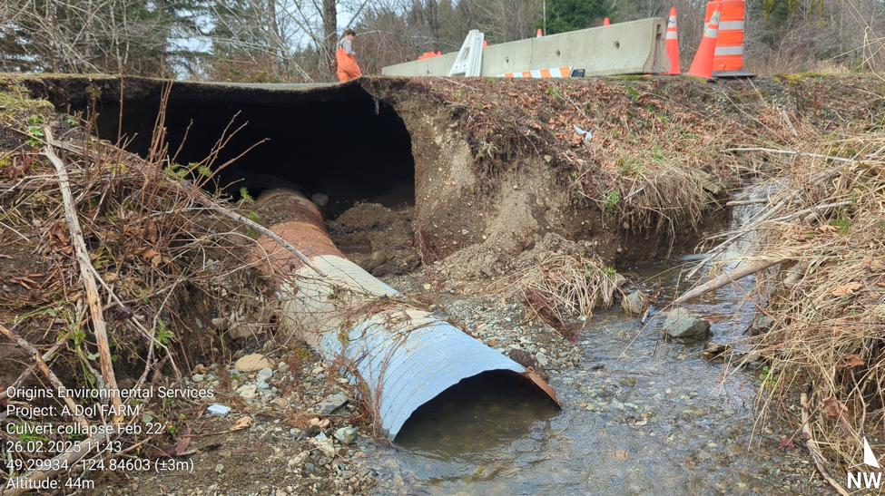 Collapsed culvert – Feb 2025 